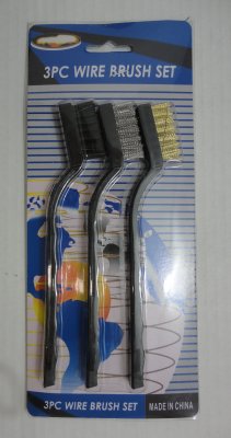 ''3pc 7'''' Mini Wire Brush Set-Black HANDLE''